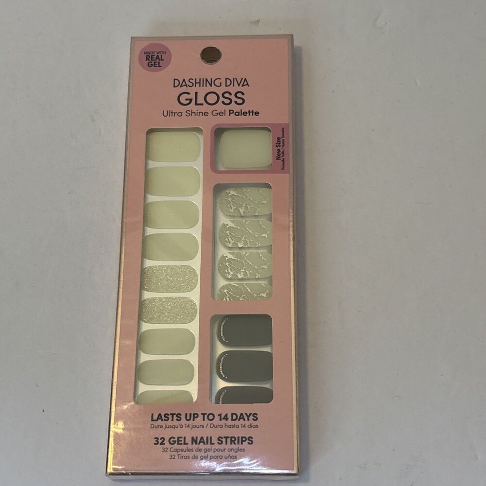 Dashing Diva Gloss Ultra Shine Gel Palette Nail Strips, Without A Trace, NEW